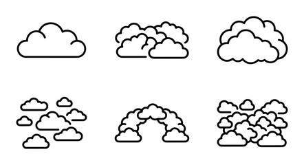Fototapeta premium Cloud Icons Set, Weather Symbols, Sky Elements, Vector Graphics for Design