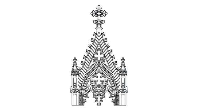 Gothic Architectural Detail: Ornate Pinnacle with Cross and Traceried Window