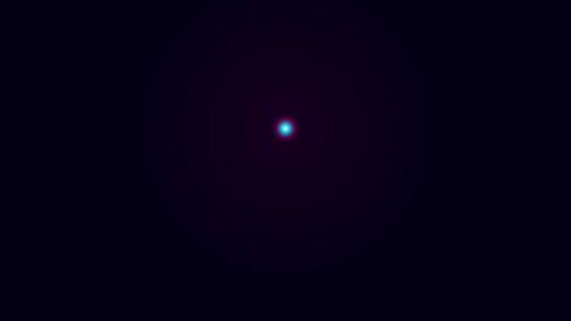 Colorful neon square particles exploding from center on dark background