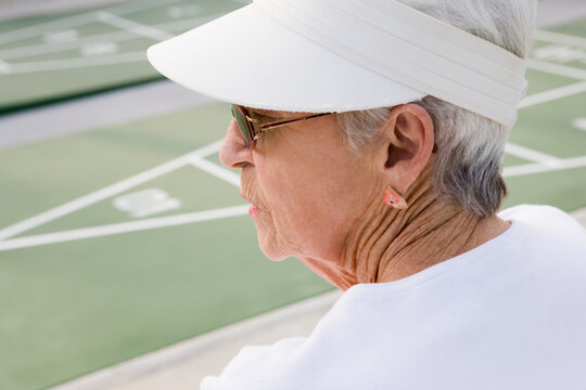 Rear view of a senior woman
