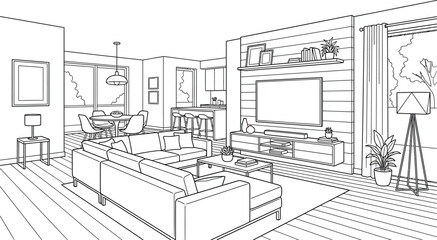 Fototapeta premium sketch of a living room