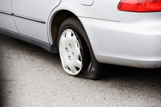 View of a punctured tire
