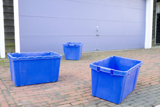 View of a empty recycling containers