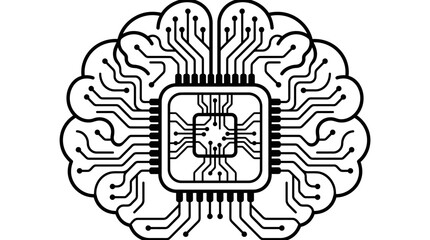 Fototapeta premium Central AI processor within detailed brain circuit pattern illustration