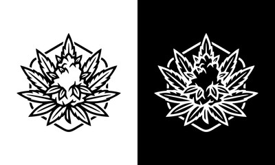 Obraz premium Black and white illustrations of two identical floral designs