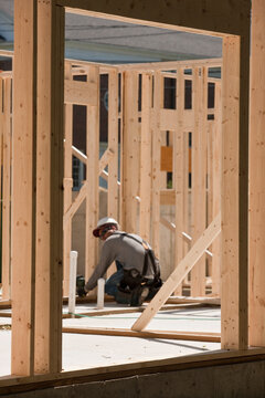 Carpenter working at a construction site