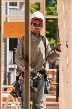 Carpenter working at a construction site