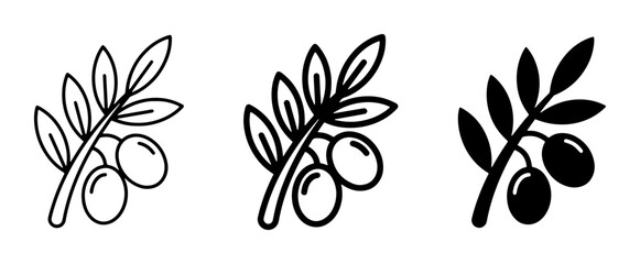 Obraz premium Olive Branch Icons, Simple Vector Graphics for Food and Health Brands