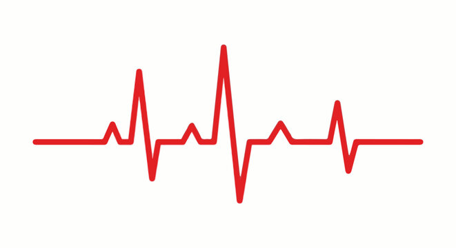 A vibrant red line displays an electrocardiogram, symbolizing life and health