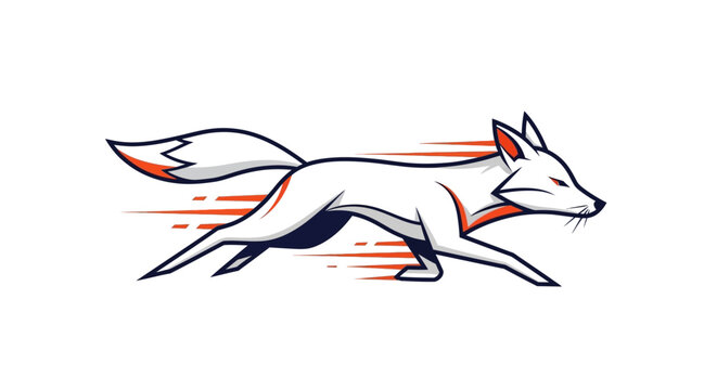 Running cartoon fox with motion lines.