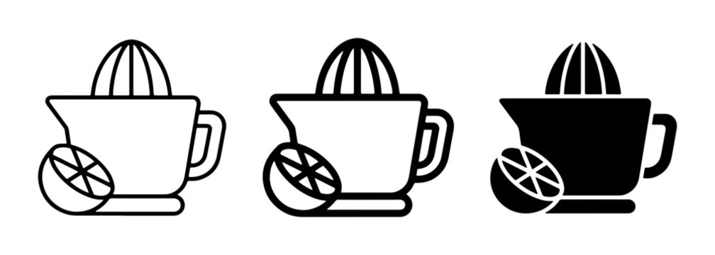 Citrus Juicer Icons, Lemon Squeezer Set, Fresh Juice Maker Vector Graphics
