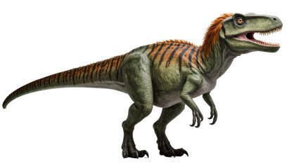 Green dinosaur with orange stripes and mane © Eva