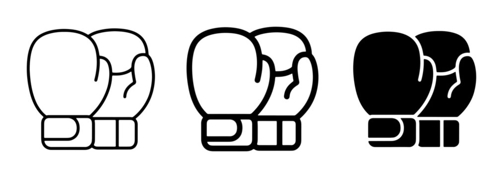 Boxing Gloves Icons, Sport Equipment Vector Set, Combat Punching Gear Graphics