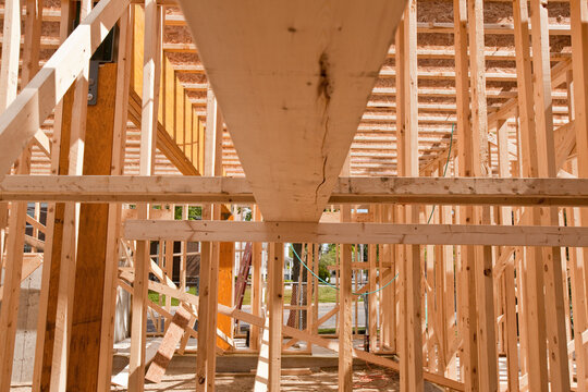 Wooden framework of an under construction house