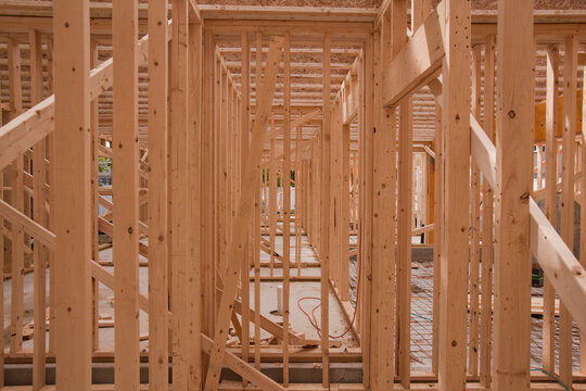 Wooden framework of an under construction house