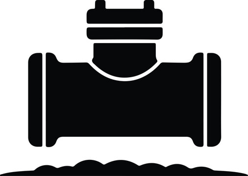 Silhouette vector industrial steel pipe fitting for plumbing and construction design