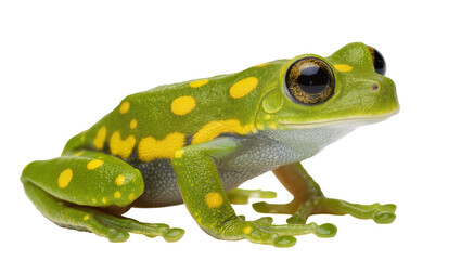 Obraz premium Green tree frog with yellow spots and large eyes
