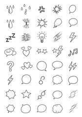 Obraz premium Hand Drawn Comic Manga Expression Symbols and Speech Bubbles Vector Set for Illustration and Design