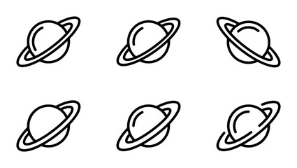 Planet Icons, Saturn Symbols, Space Graphics, Cosmic Vector Set © Robin