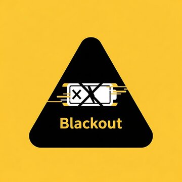 Warning symbol with battery icon indicating "Blackout" and low power