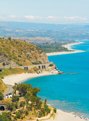 Fototapeta premium Bianco Cliff in Calabria, with the Mediterranean Sea in summer