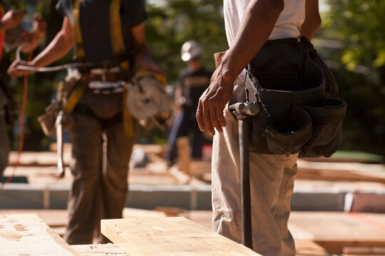 Carpenters working at a construction site