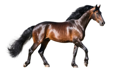 Brown horse with black mane and tail trotting © Eva