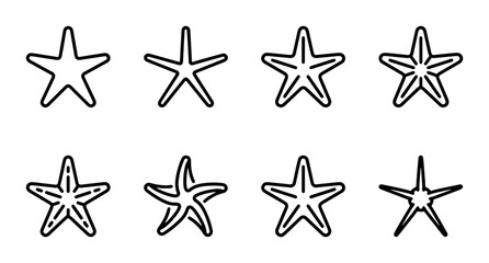 Obraz premium Starfish Icons Set, Marine Life Vector Graphics, Ocean Sea Creatures Outline Collection