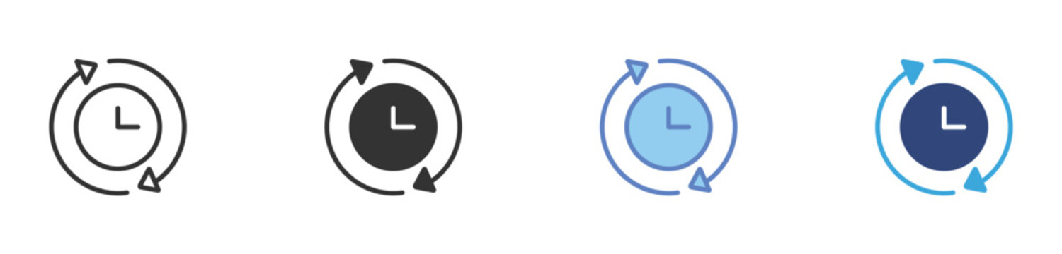 Time Synchronization Icon, Clock Refresh, Schedule Update, Time Management Vector