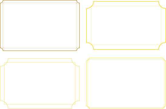 Set of four elegant golden and yellow decorative frames and borders Vector