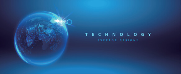 Naklejka premium Digital Transformation Abstract Background Featuring Glowing Data Rings, Cyber ​​Technology Waves And Futuristic Analytics Systems. Modern Digital Solutions Vector Illustration.