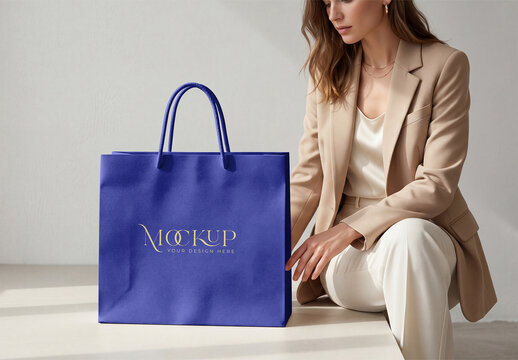 Shopping Bag Mockup with Fashion Model