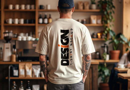 Men's Oversized T-Shirt Back View Mockup