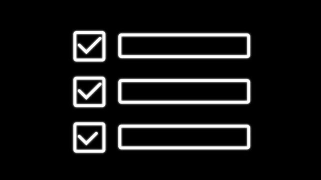 checklist with checkmarks in square boxes on green background. checklist interface with three completed items, indicated. Perfect for to-do lists, goals, workflow, and success presentations or apps