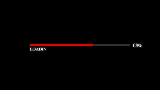 8 bit loading bar overlay from 0 to 100 percent. 4k video animation