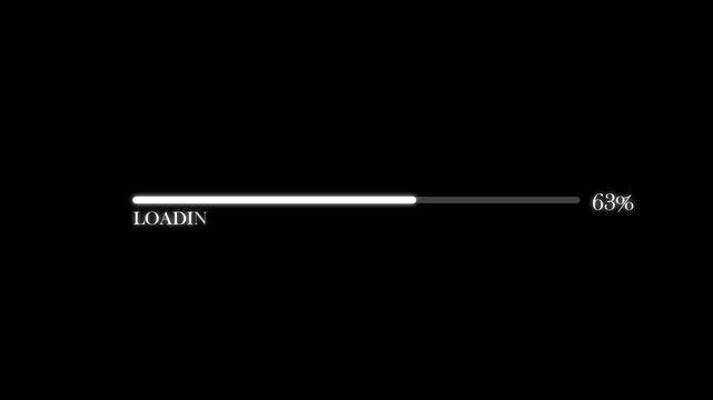8 bit loading bar overlay from 0 to 100 percent. 4k video animation