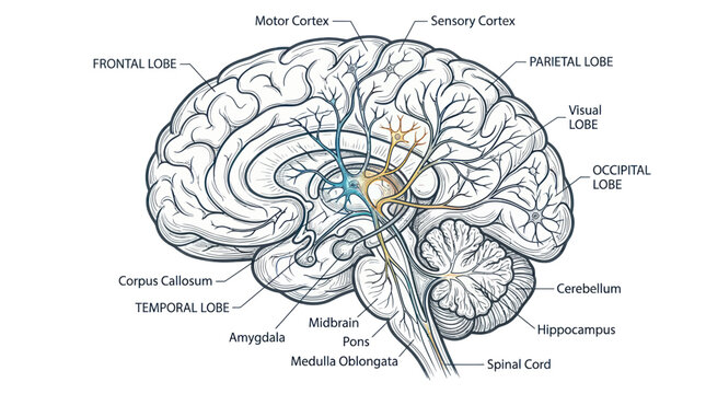 Human Brain Anatomy Diagram with Labels