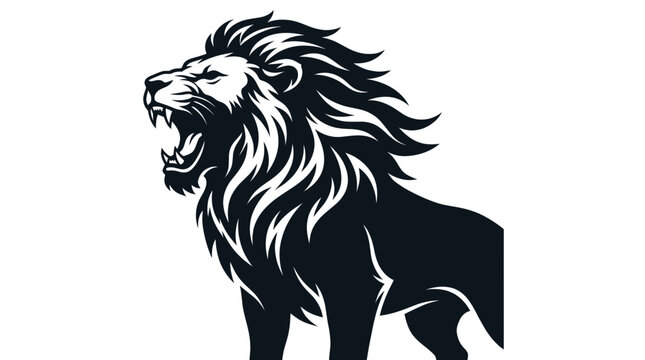 Majestic Lion Roaring Silhouette, Powerful King of the Jungle, Wild Animal