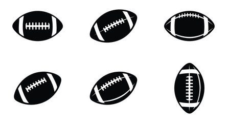 Fototapeta premium Set of six American football ball icons