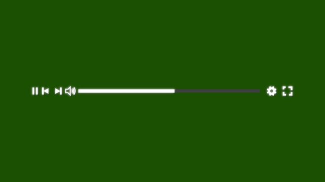 Media player template scroll bar button with audio reactor, Music timeline or video track player, Timeline bar moving as song media playing Animation. music player