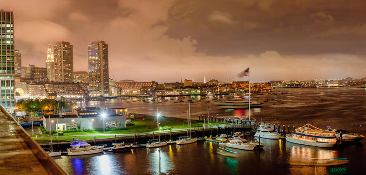 View of Fan Pier and inner Boston Harbor