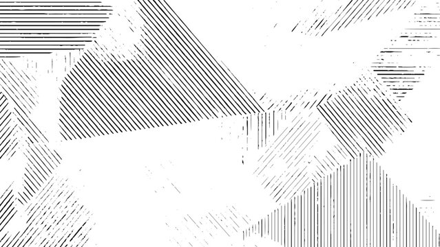 abstract geometric black and white line pattern with diagonal, horizontal and vertical streaks forming polygonal textured artistic design