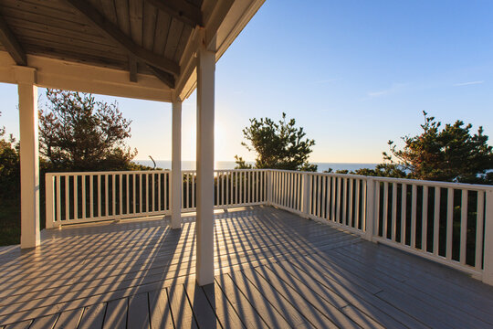 Vacation home deck looking at ocean from Block Island