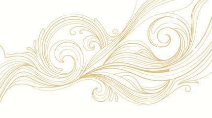 Fototapeta premium Elegant Golden Swirls and Flourishes, Decorative Ornament, White Background