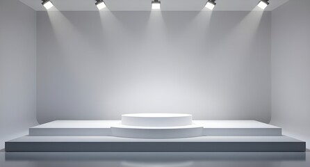 Fototapeta premium empty stage with white curtains