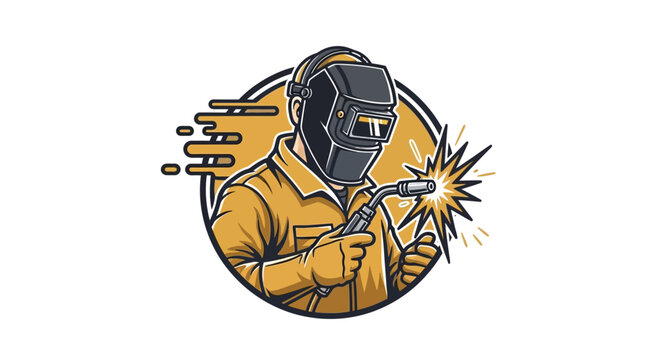 Skilled Welder in Protective Gear Operating a Welding Torch, Creating a Bright Spark with Molten Metal