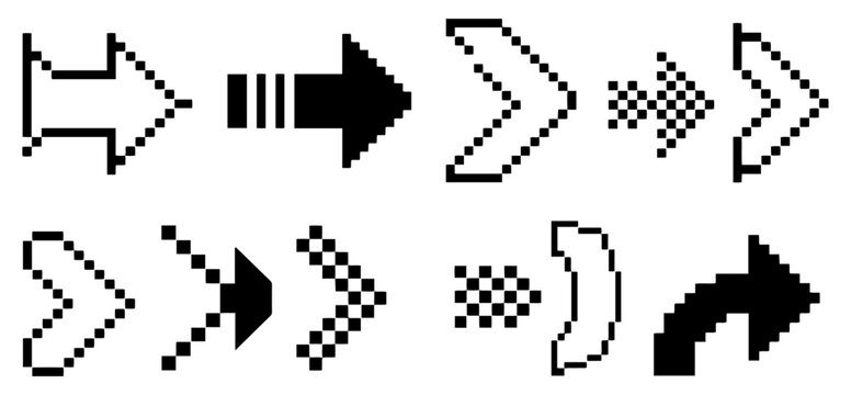 pixel arrow navigation icon set