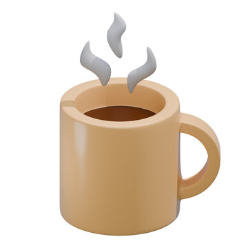 3D Rendered Hot Coffee Mug with Steam