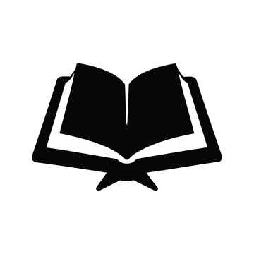 Open book with pages spread wide, silhouette vector illustration, quran book silhouette vector illustration