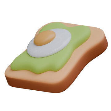 Avocado Toast with Fried Egg 3D Icon